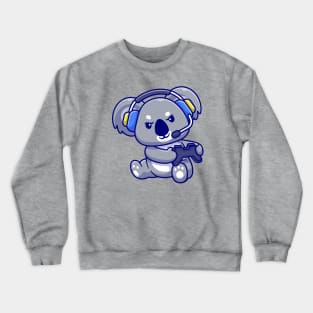 Cute Koala Playing Game With Headphone Cartoon Crewneck Sweatshirt